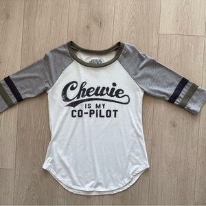 Star Wars Gray and White Chewie Long Sleeve Tee